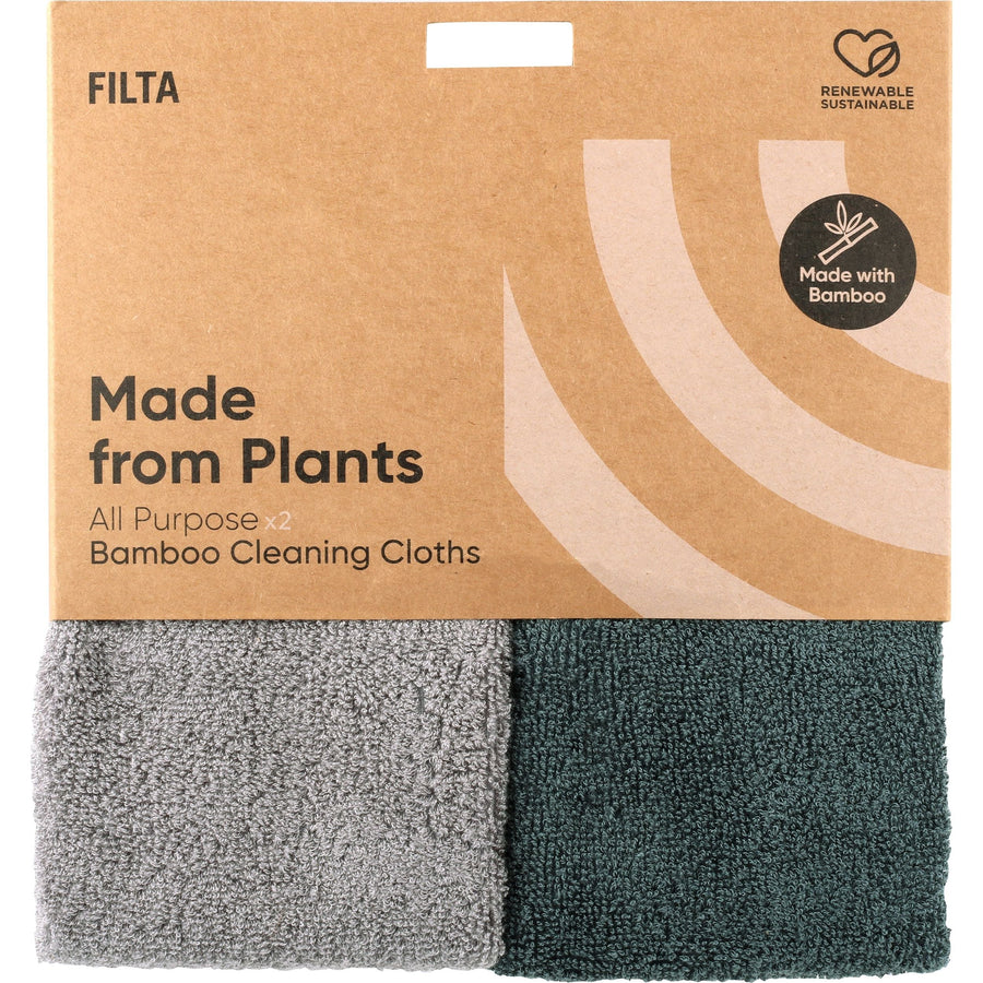 Filta Bamboo Natural Clean Cloth - Grey/Green 2 Pack