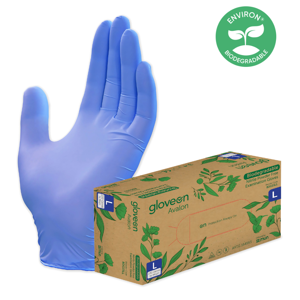 Avalon Biodegradable Nitrile Exam Gloves (XS, S, M, L, XL)