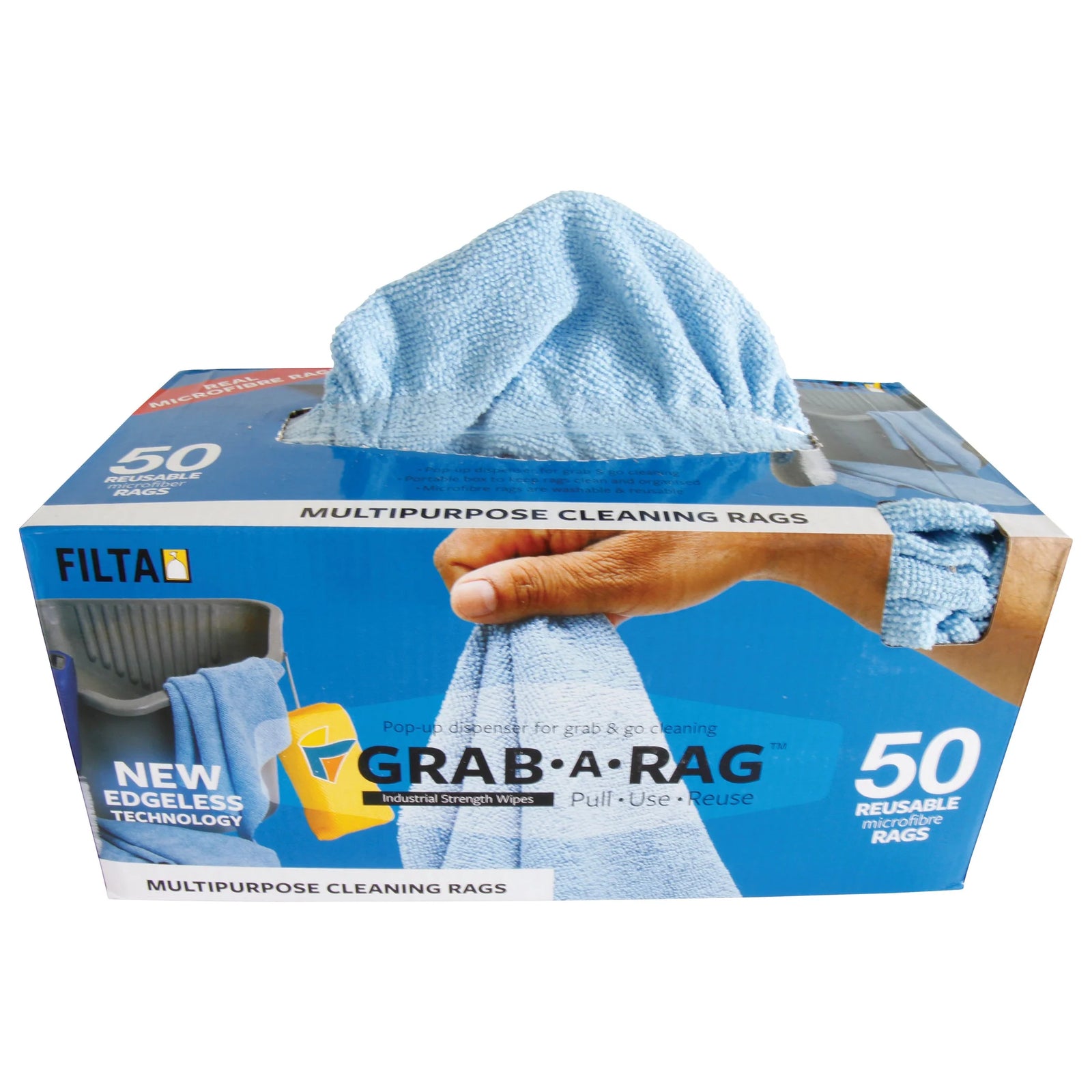 GRAB-A-RAG Mircofibre Rags 30CM X 30CM - 50 PACK - Multiple Colours