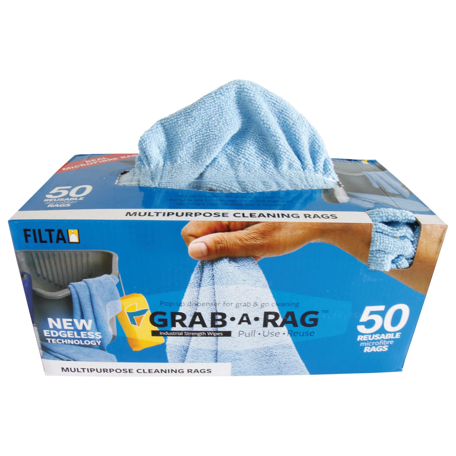 GRAB-A-RAG Mircofibre Rags 30CM X 30CM - 50 PACK - Multiple Colours
