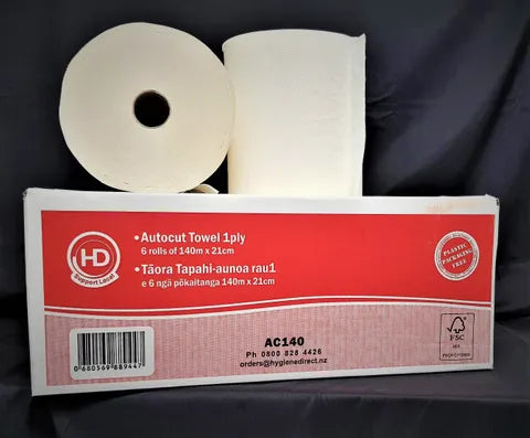 HD Auto-cut Towel 1ply, 43gsm 140mtr x 6