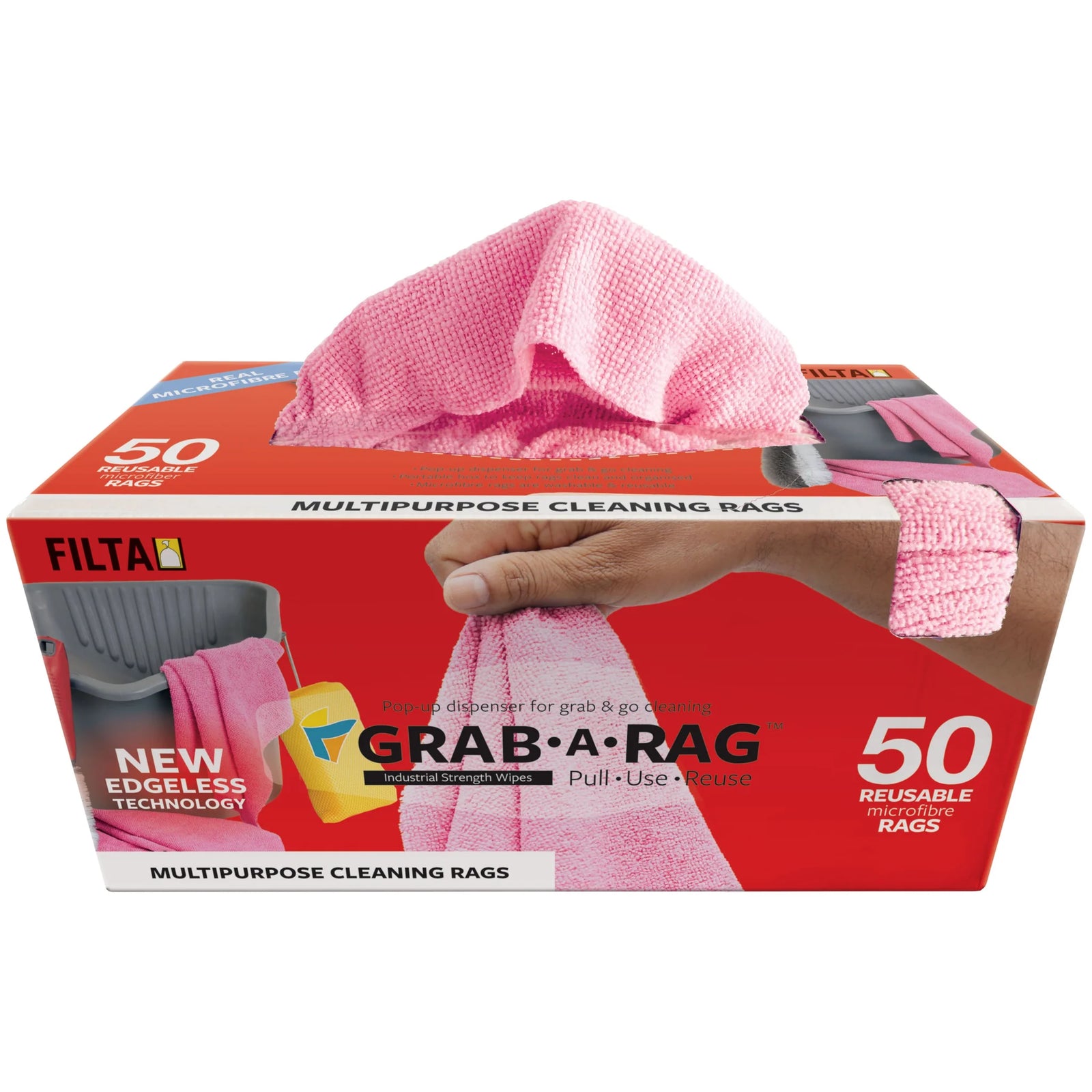 GRAB-A-RAG Mircofibre Rags 30CM X 30CM - 50 PACK - Multiple Colours