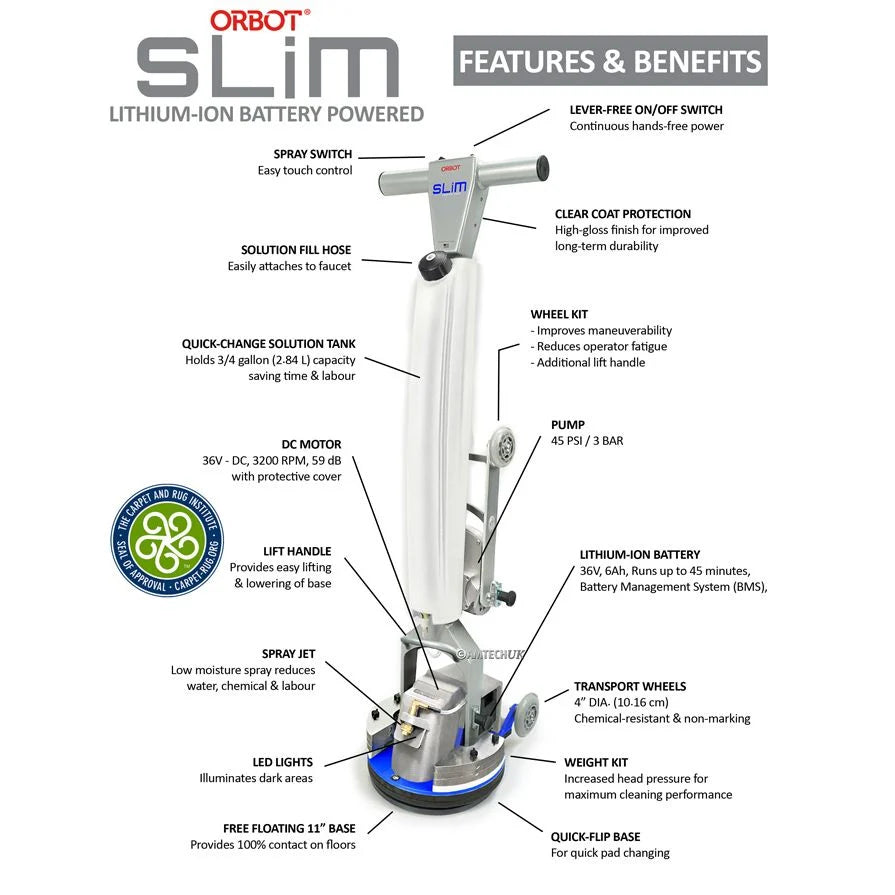 Orbot Slim 30cm Battery Orbital Scrubber